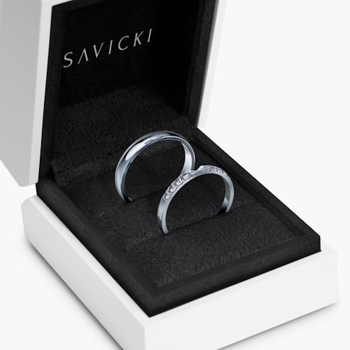 Obrączki The Journey: białe złoto, diamenty, półokrągłe, 2 mm i 3 mm